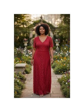 CLUB L London Red Lace Maxi Dress Plus Size EU 52 / US 20/22 (21.5 PTP)